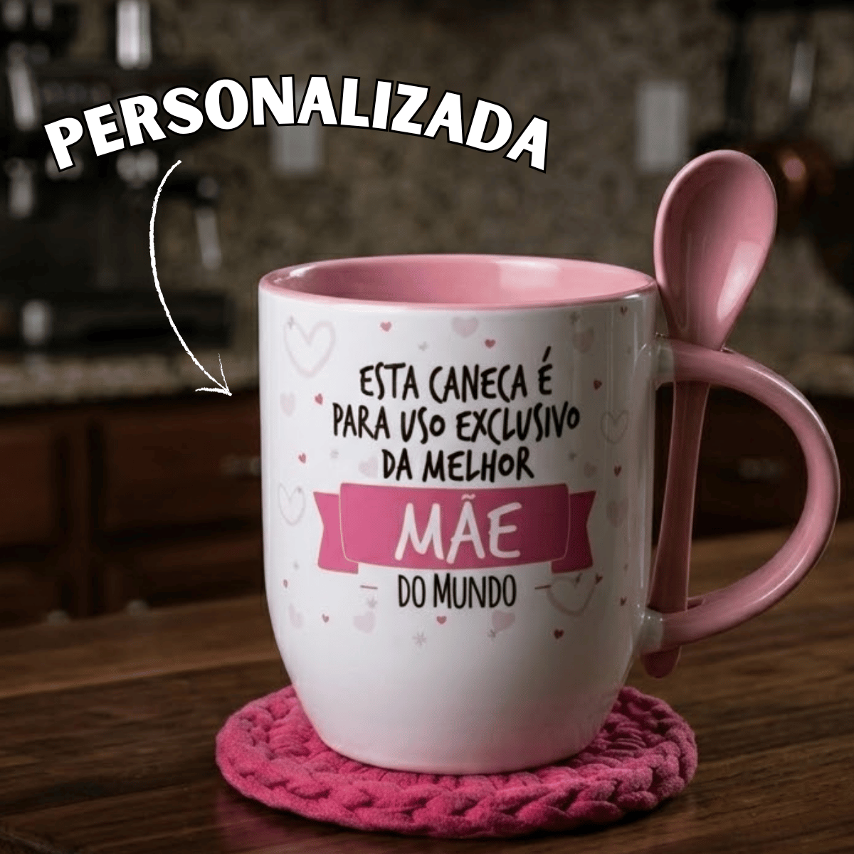Caneca C/ Colher personalizada Dia das Mães